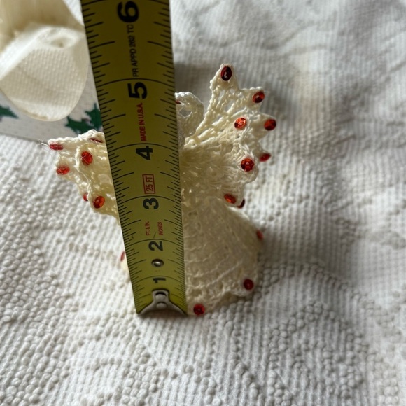 Handcrafted Cream Angel Ornament Stiff Crochet - Picture 4 of 4